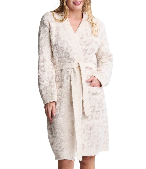 ベアフットドリームス レディース アンダーウェア ナイトウェア プリント ニット Barefoot Dreams CozyChicR Knit In the Wild Long Sleeve Leopard Print Short Robe Cream-Stone クリーム 30,420円