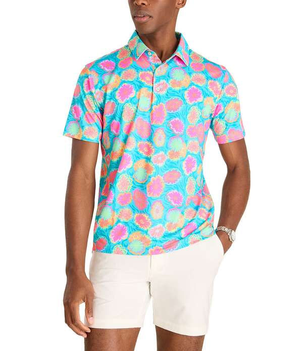 チャビーズ メンズ トップス シャツ ニット Chubbies Knit Short Sleeve Hippie Dippy Performance Polo Shirt Bright Blue ブルー｜ReVida 店