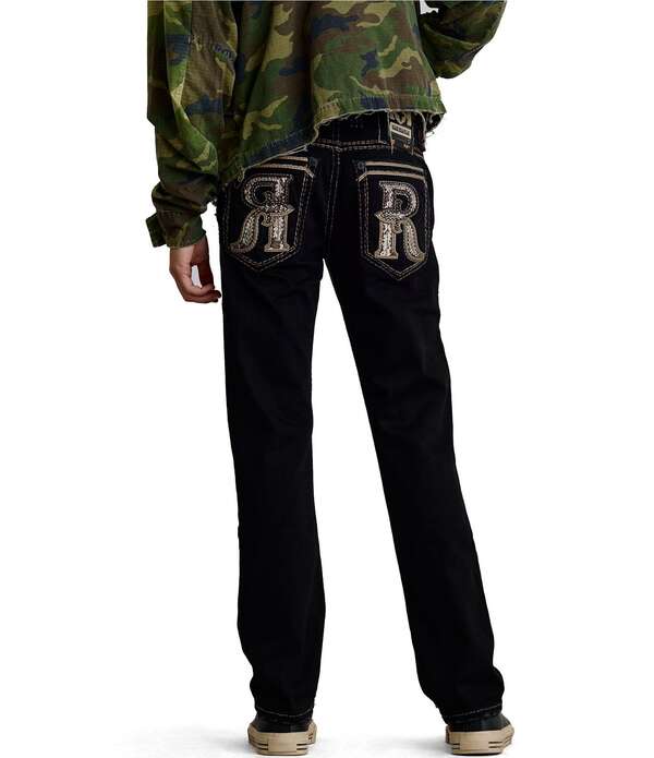 ロックリバイバル メンズ ボトムス デニムパンツ ストレート ジーンズ Rock Revival Harlan Straight Leg Jeans Black ブラック