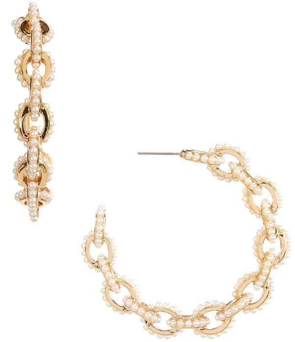 アンナ&アヴァ レディース アクセサリー ピアス・イヤリング Anna & Ava Pearl Beaded Ovalink Hoop Earrings Gold/Pearl パール