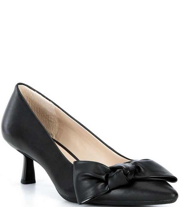 アレックスマリー レディース シューズ ヒール レザー Alex Marie Iris Leather Bow Pointed Toe Kitten Heel Pumps Black ブラック|ReVida 店