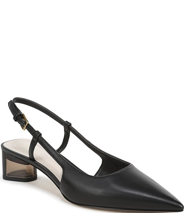フランコサルト レディース シューズ 踵 なめし革 Sarto by Franco Sarto Amelie Leather Slingback Clear Heel Pumps Black 黒いこと