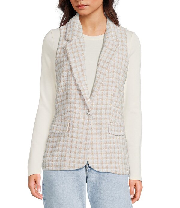 I.N.サンフランシスコ レディース トップス シャツ ベスト I.N. San Francisco Check Boucle Button Front Coordinating Suiting Vest Multi マルチカラー