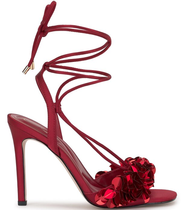 ジェシカシンプソン レディース シューズ サンダル ラップワンピース サテン スパンコール アンクル Jessica Simpson Oveny Satin Sequin Ankle Wrap Dressandals Chili Pepper