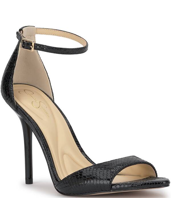 ジェシカシンプソン レディース シューズ サンダル アンクル Jessica Simpsonelira Snakembossed Ankle Strap Dressandals Black ブラック