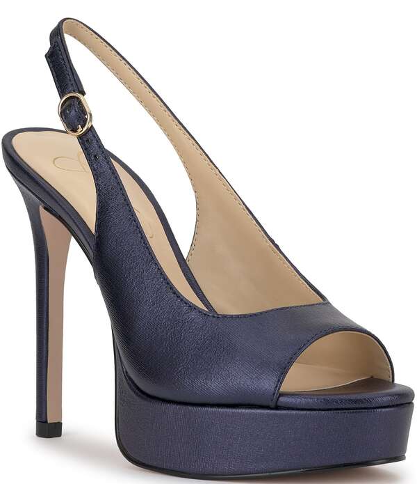 ジェシカシンプソン レディース シューズ ヒール プラットフォーム Jessica Simpson Sibilla Textured Slingback Peep Toe Platform Pumps Indigo インディゴ