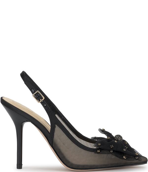 ジェシカシンプソン レディース シューズ パンプス メッシュ Jessica Simpson Lavilra Mesh Rhinestone Bow Slingback Pumps Black ブラック