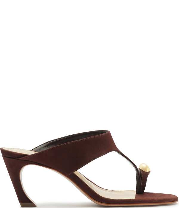 シュッツ レディース シューズ 踵 サンダル スエードクロス Schutz Maisie Nubuck Suede Toe Ring Hardware Dressandals Chestnut Brown 赤銅色