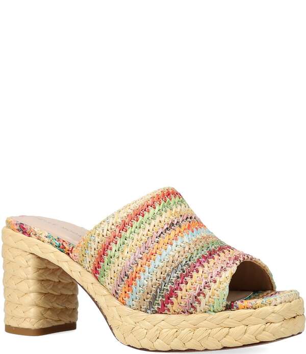 ペレモーダ レディース シューズ スリッポン・ローファー プラットフォーム サンダル キャップ Pelle Moda Capree Woven Raffia Platform Espadrille Slide Sandals Multi マルチカラー