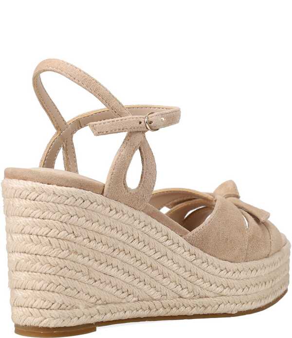 ペレモーダ レディース シューズ スリッポン・ローファー プラットフォーム サンダル スエード Pelle Moda Elbie Suede Bow Platform Espadrille Wedge Sandals Latte