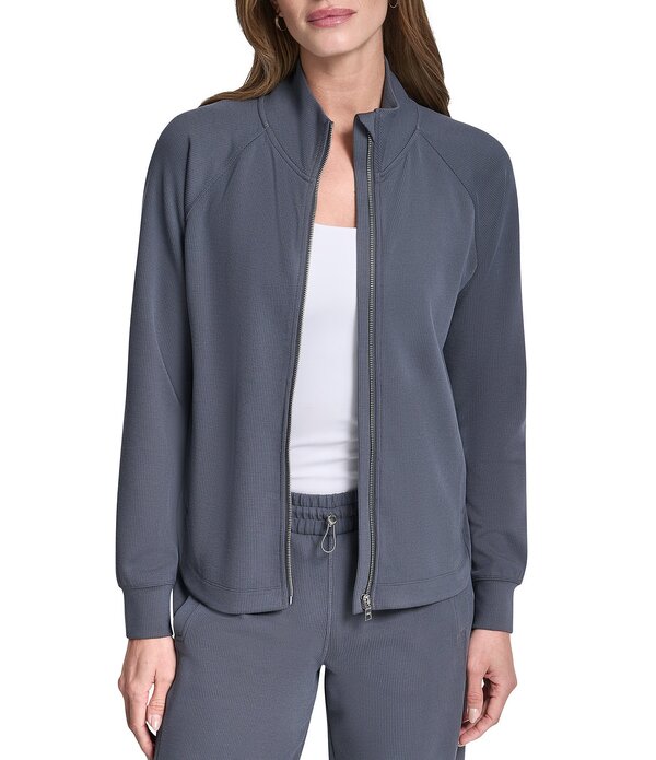 ダナキャラン レディース アウター コート リブニット モックネック ニット ジャケット DKNY Sport by Donna Karan Coordinating Highline Rib Knit Mock Neck Long Sleeve Front Full Zip Jacketurbulence
