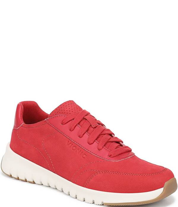 バイオニック レディース シューズ スニーカー プラットフォーム スエード レザー Vionic Uptown Suede and Leather Platform Sneakers Varsity Red レッド