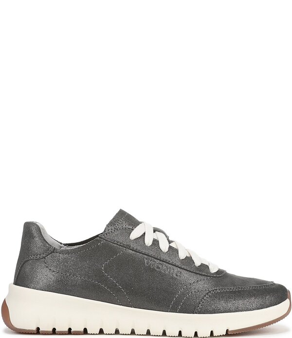 バイオニック レディース シューズ スニーカー プラットフォーム トール レザー Vionic Uptown Metallic Leather Platform Sneakers Polluted Silver シルバー