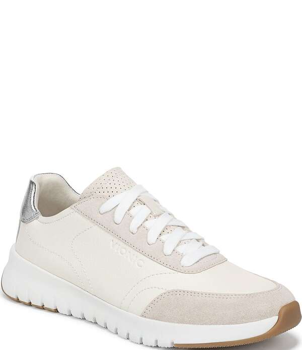 バイオニック レディース シューズ スニーカー プラットフォーム スエード レザー Vionic Uptown Leather and Suede Platform Sneakers Ivory/Silver アイボリー
