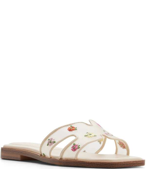 アルド レディース シューズ パンプス 御花柄 サンダル メッシュ 刺しゅう 御花 ALDO Itsandal Floral Embroidered Mesh Square Toe Slide Sandals Pink サクラ色