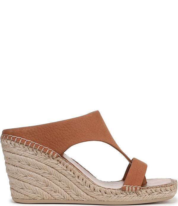 フランコサルト レディース シューズ スリッポン・ローファー プラットホーム サンダル なめし革 Franco Sarto Farren Leather Square Toe Platform Espadrille Wedge Sandals Caramel Brown 赤銅色 ローファー-靴