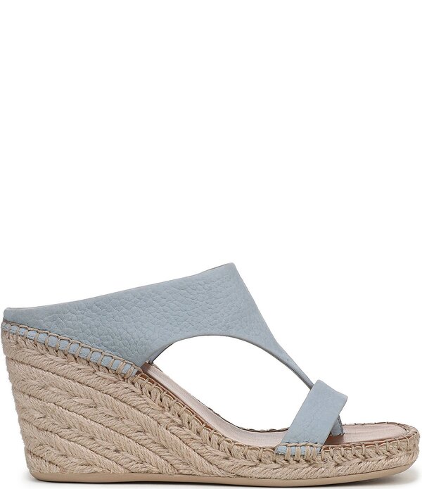 フランコサルト レディース シューズ スリッポン・ローファー プラットフォーム サンダル レザー Franco Sarto Farren Leather Square Toe Platform Espadrille Wedge Sandals Dusty Blue ブルー