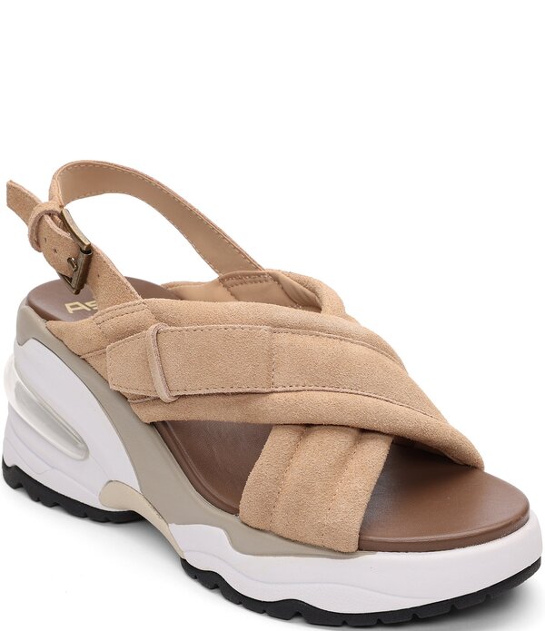 アッシュ レディース シューズ サンダル プラットフォーム スエード ASH Delia Suede Sporty Slingback Platform Wedge Sandals Desert
