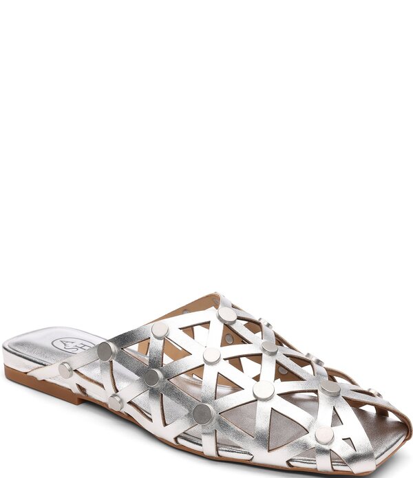 アッシュ レディース シューズ パンプス カットアウトール レザー ASH Bone Metallic Leather Geo Cut Out Studded Mulesilver シルバー|ReVida 店