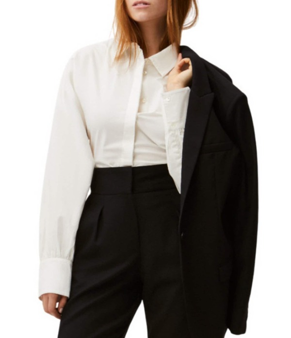 イロ レディース トップス シャツ ブラウス IRO Janine Poplin Point Collar Long Sleeve Button Front Blouse Ceramic White ホワイト｜ReVida 店