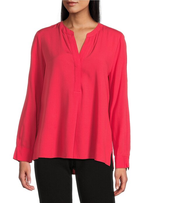 インベストメンツ レディース トップス シャツ プチ ブラウス Investments Petite Size Nora Long Sleeve Y-Neck Drapey Twill Blouse Watermelon