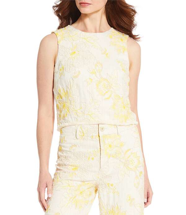 アントニオ メラーニ レディース トップス シャツ ノースリーブラウス Antonio Melani Kai Embroidery Round Neck Sleeveless Blouse Sand/Butter サンド