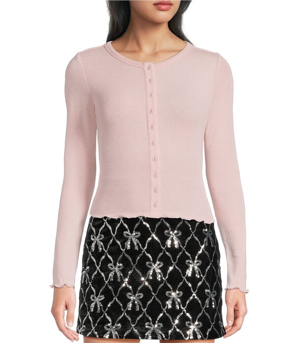 オールインフボール レディース アウター ニット・セーター カーディガン All in Favor Button Front Cardigan Light Pink ピンク