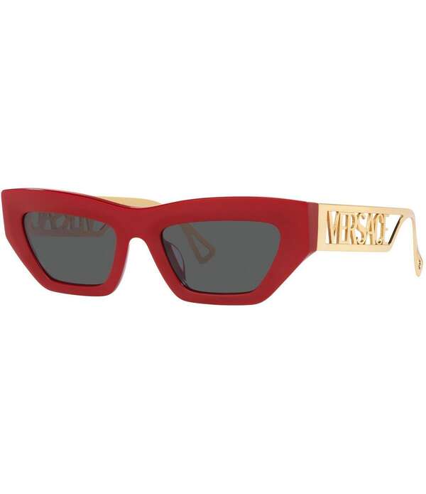ヴェルサーチ レディース 佩び物 サングラス・アイウェア ロゴタイプ Versace 90\u0027s Logo Statement Cat Eye Sunglasses Red 赤いこと
