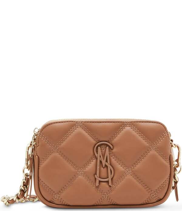 スティーブ マデン レディース バッグ キルティング Steve Madden Solid Tonal Quilted Chain Crossbody Bag Cognac