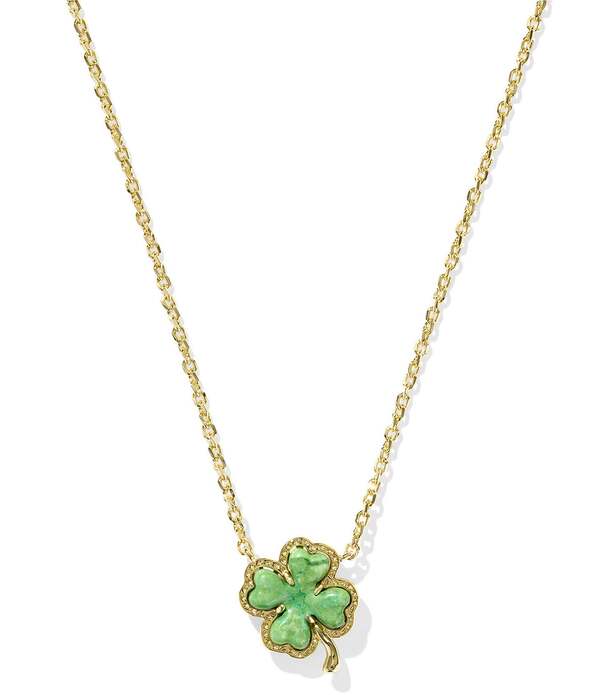 ケンドラスコット レディース アクセサリー ネックレス・チョーカー レース Kendra Scott Clover Short Pendant Necklace Gold Lime Green Magnesite ライム｜ReVida 店