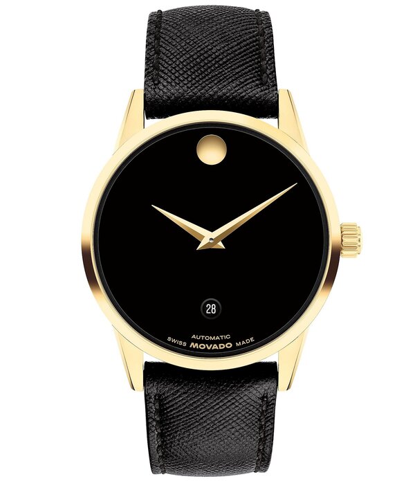 モバド レディース アクセサリー 腕時計 レザー Movado Men's Museum Classic 40mm Automatic Black Leather Strap Watch Black ブラック｜ReVida 店