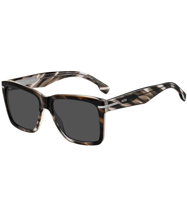 ヒューゴボス レディース 付属品 サングラス・アイウェア Hugo Boss Men\u0027s Boss17457粍 Rectangle Sunglasses Brown Grey 薄墨色