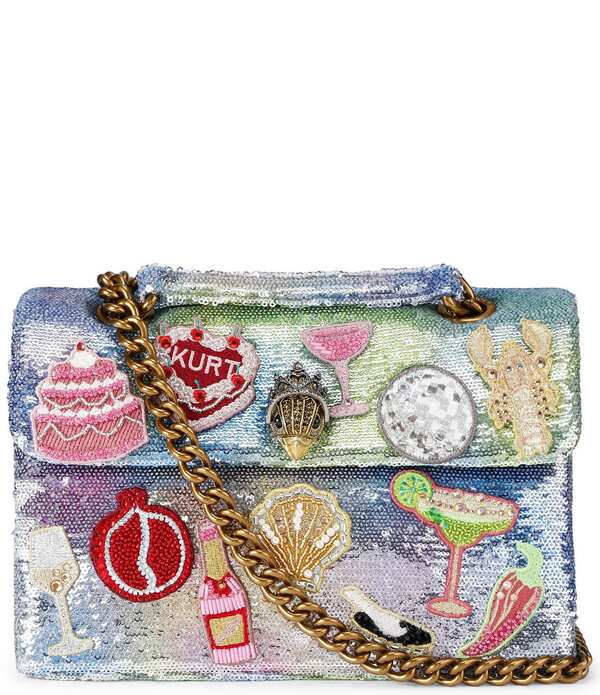 カートジェイガーロンドン レディース 御徒面子 スパンコール Kurt Geiger London Kensington Sequinovelty Crossbody Bag Silver しろがね色