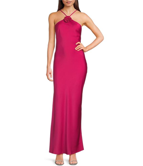 I.N.サンフランシスコ レディース トップス ワンピース マキシ ホルター I.N. San Francisco Halter Neck Rosette Maxi Slip Dress Fuchsia フューシャ