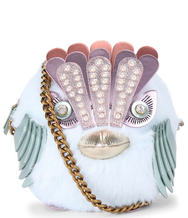 カートジェイガーロンドン レディース 御徒面子 Kurt Geiger London Pom Faux Fur Eagle Novelty Chain Crossbody Bag Pastel Blue 青み