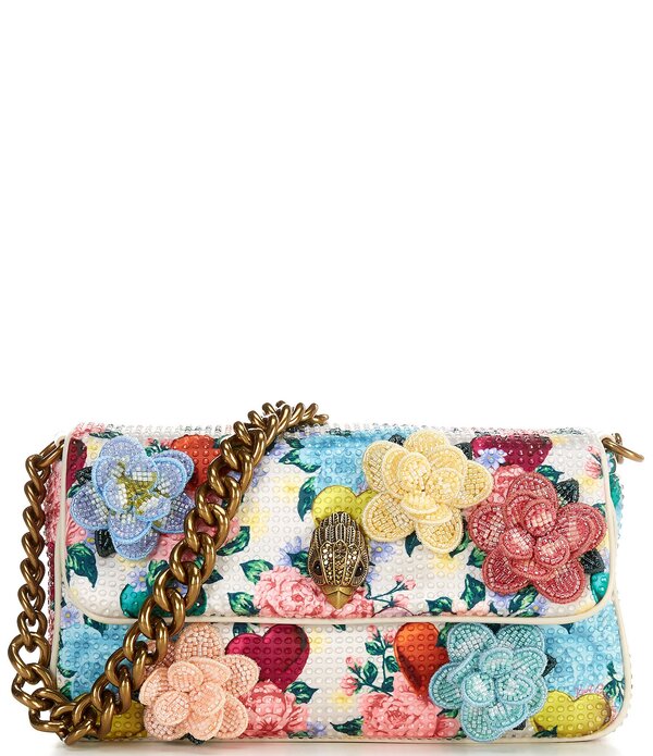 カートジェイガーロンドン レディース 御徒面子 御花柄 御花 Kurt Geiger London Small Kensington Floral Novelty Chain Shoulder Bag Bone