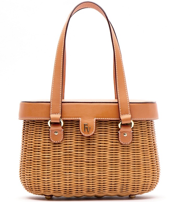 フランセスバレンタイン レディース バッグ FRANCES VALENTINE Willow Basket Wicker Shoulder Bag Toast