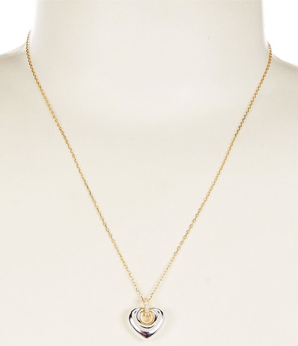 アルジェントヴィーヴォ レディース アクセサリー ネックレス・チョーカー レース Argento Vivo Two Tone Puffy Heart Short Pendant Necklace Two Tone