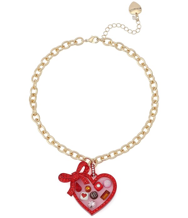 ベッツィジョンソン レディース アクセサリー ネックレス・チョーカー レース Betsey Johnson Love Spell Heart Chocolate Box Short Pendant Necklace Red/Gold レッド