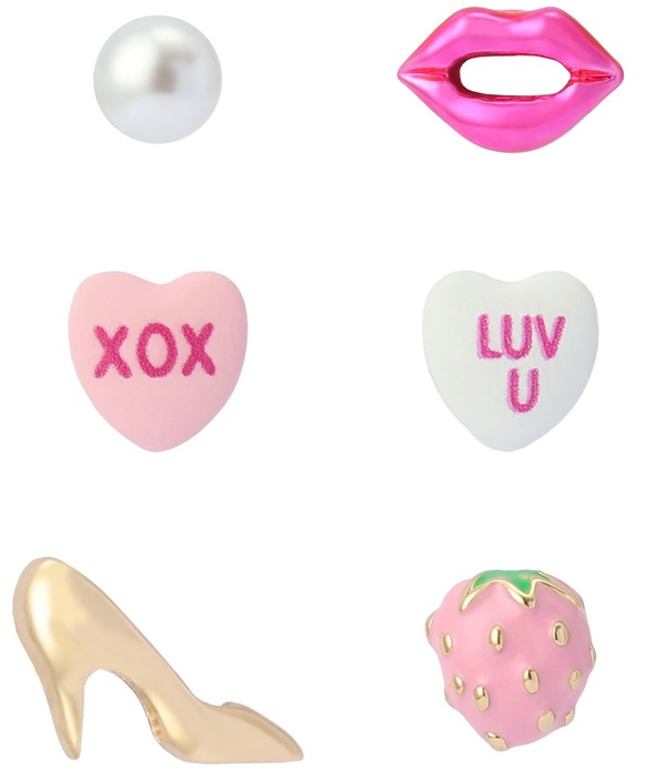 ベッツィジョンソン レディース アクセサリー ピアス・イヤリング Betsey Johnson Sweetheart Lips 6-Single Stud Earring Set Pink/Gold ピンク