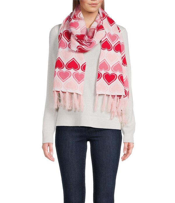 アンナ\u0026アヴァ レディース アクセサリー マフラー・ストール・スカーフ プリント ニット Anna \u0026 Ava Knit Heart Print Oblong Scarf Pink ピンク