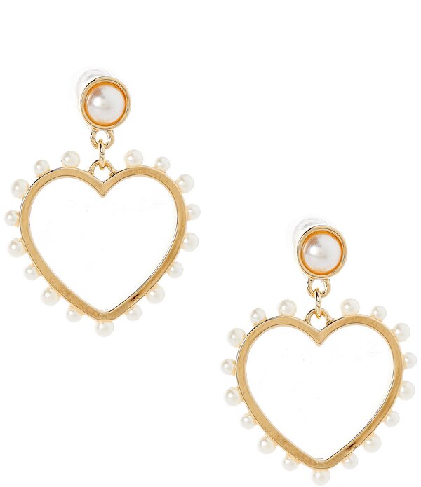 ディラーズ レディース アクセサリー ピアス・イヤリング Dillard's Pearl Trim Heart Drop Earrings Pearl/Gold パール
