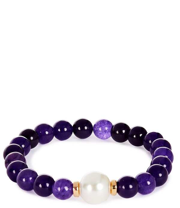 ディラーズ レディース アクセサリー ブレスレット・バングル・アンクレット Dillard's Bead and Pearl Stretch Bracelet Purple/Pearl パール