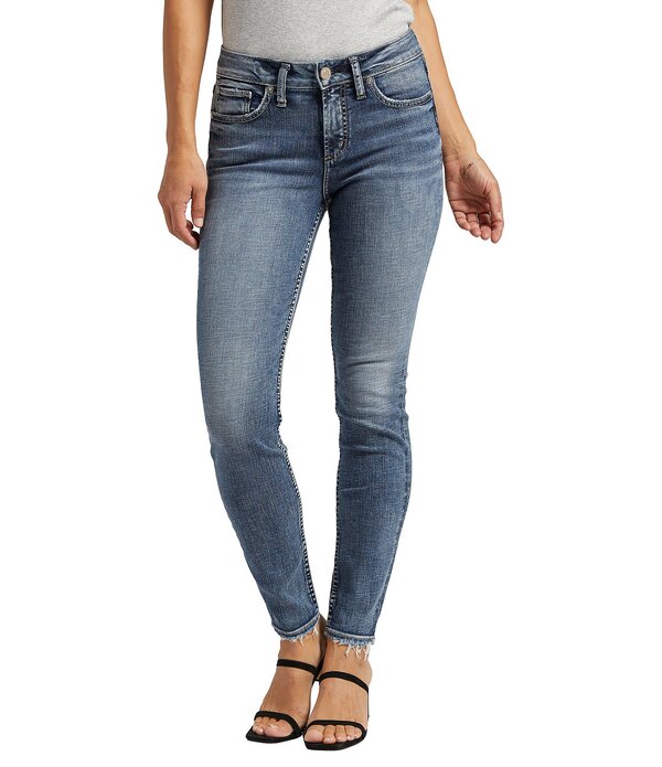 シルバー ジーンズ レディース ボトムス デニムパンツ Silver Jeans Co. Suki Mid Rise Frayed Hem Skinny Jeans Indigo インディゴ