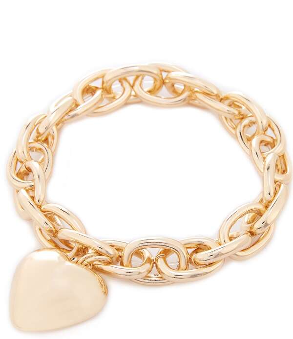 ディラーズ レディース アクセサリー ブレスレット・バングル・アンクレット Dillard's Heart Charm Drop Ovalink Stretch Bracelet Gold ゴールド