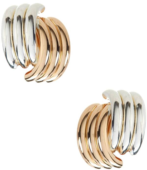 ディラーズ レディース アクセサリー ピアス・イヤリング Dillard's Curved Tube Clip Drop Earrings Two Tone｜ReVida 店