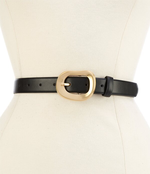 ディラーズ レディース アクセサリー ベルト レザー フェイクレザー Dillard's 1 Faceted Organic Faux Leather Belt Black ブラック
