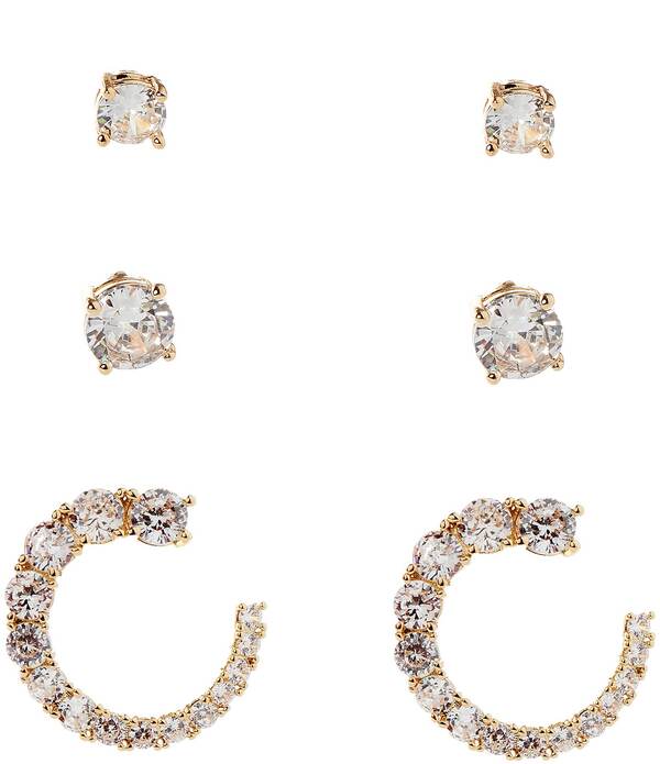 セザンヌ レディース アクセサリー ピアス・イヤリング Cezanne CZ Round Stud & CZ Graduating Stone C Drop Earring Set Gold/CZ ゴールド