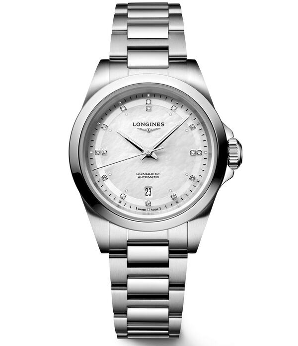 ロンジン レディース アクセサリー 腕時計 Tシャツ Longines Women's Conquest Automatic Stainlessteel Bracelet Watch Silver シルバー