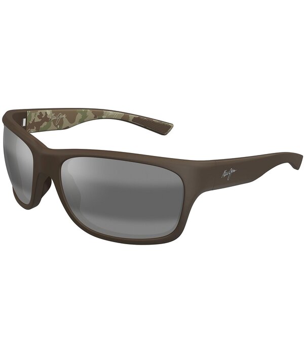 マウイ体育館 レディース 佩び物 サングラス・アイウェア 足し加える大きさ Maui Jimen\u0027s Ano Nui Polarized Plus 2 63粍 Rectangle Wrap Sunglasses Matte Brown 赤銅色